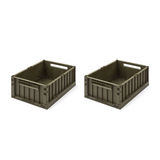 Lot de 2 boîtes de rangement "Weston" M - Army Brown | LIEWOOD