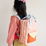 Sac à dos enfant "Enveloppe" - Stripes Coral Pink | STICKY LEMON