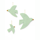 Set de 3 oiseaux décoratifs à suspendre - Menthe | MUSHKANE