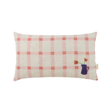 Coussin rectangulaire en lin français "Vibes" - Tulipes roses à carreaux | NOBODINOZ