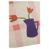 Coussin rectangulaire en lin français "Vibes" - Tulipes roses à carreaux | NOBODINOZ