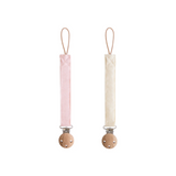 Lot de 2 attache tétines en lin - Blush/Cream | MUSHIE
