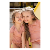 Maillot de bain body "Simone" corail 7/8 ans | LES PETITS DORÉS