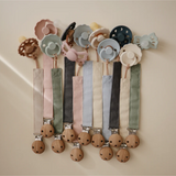 Lot de 2 attache tétines en lin - Blush/Cream | MUSHIE