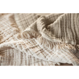 Couverture berceau - 75 x 100 cm - Franges Olive Green/Ivory | JOLLEIN