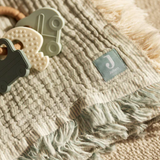 Couverture berceau - 75 x 100 cm - Franges Sea Green | JOLLEIN