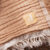 Couverture berceau - 75 x 100 cm - Franges roses pâles | JOLLEIN