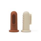 Duo de brosses à dents doigt bébé - Sable / Terracotta | MUSHIE